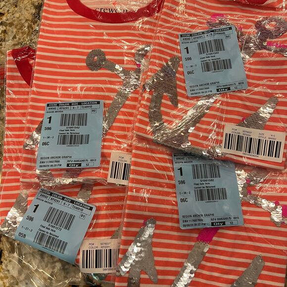 NWT J. Crew Girls' Pink, Red & White W/Flippable Sequin Anchor T-Shirt - Picture 10 of 12